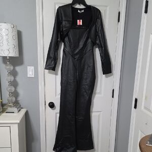 Black Faux Leather Jumpsuit